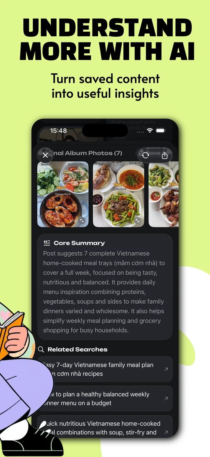 Savo app store screen showing an AI content summary