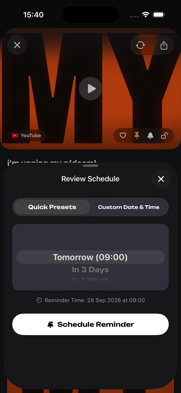 Savo review reminder scheduling sheet